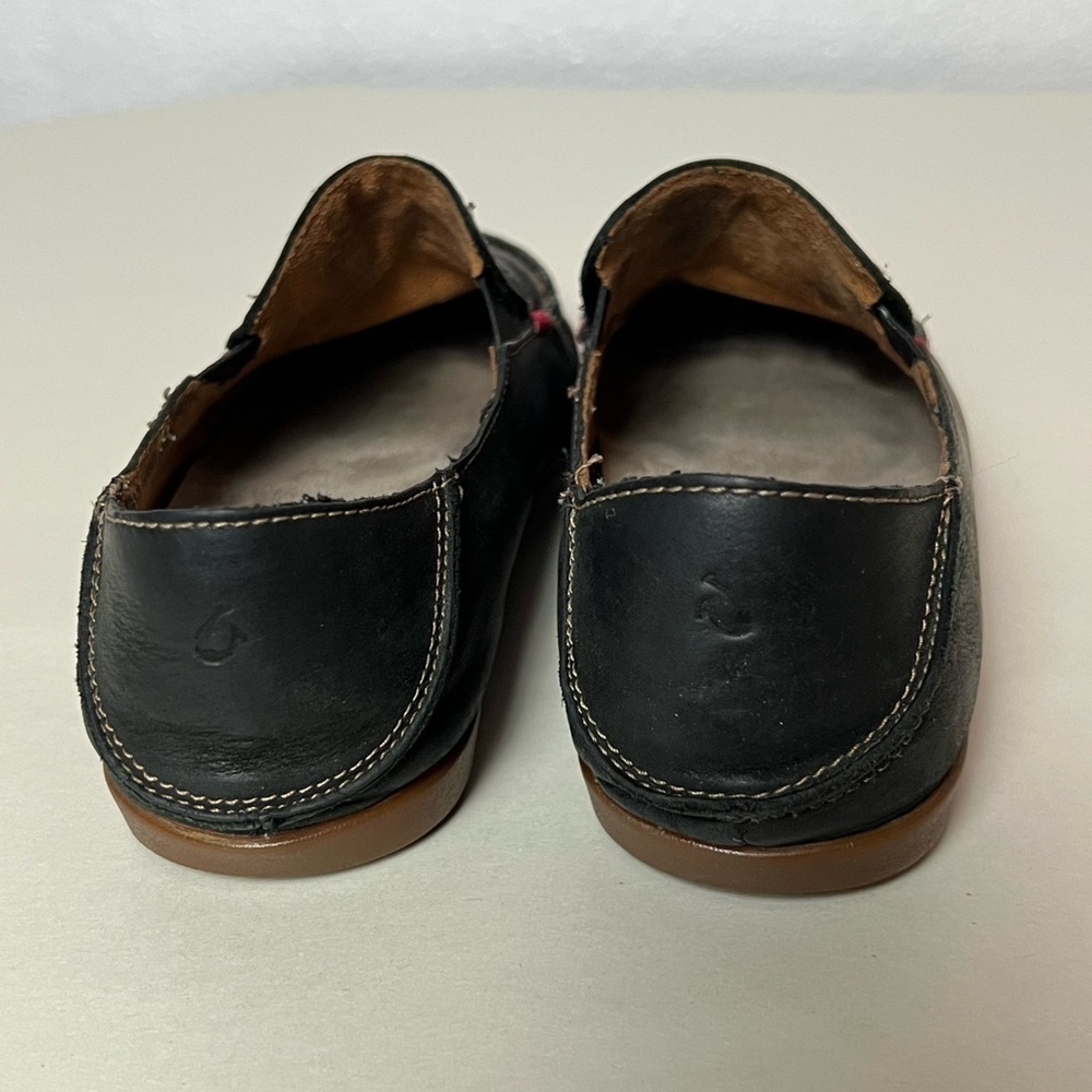Olukai Nohea Nubuck Leather Slip On Loafer Black Size 6 - Picture 5 of 11